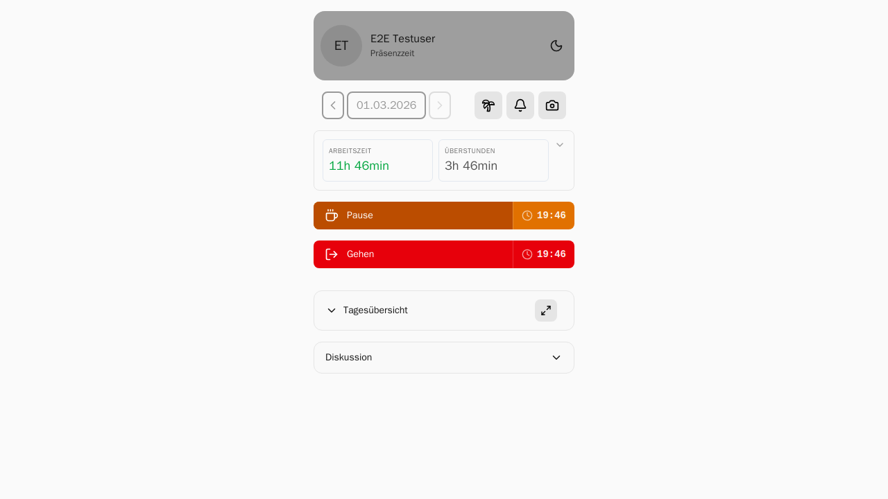 Stempeluhr aktiv